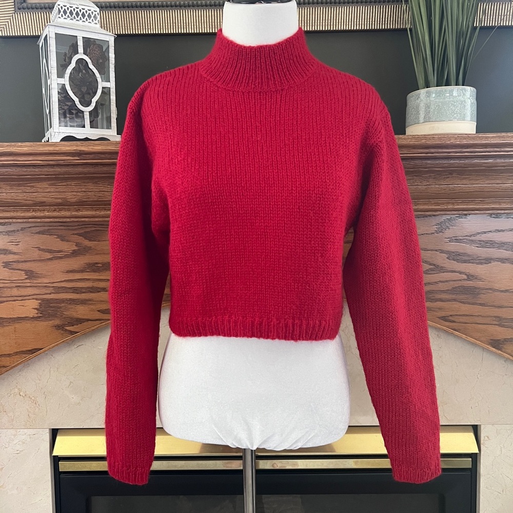 Stefano International Red Vintage 90's Mohair Blend‎ Crop Sweater Size Small